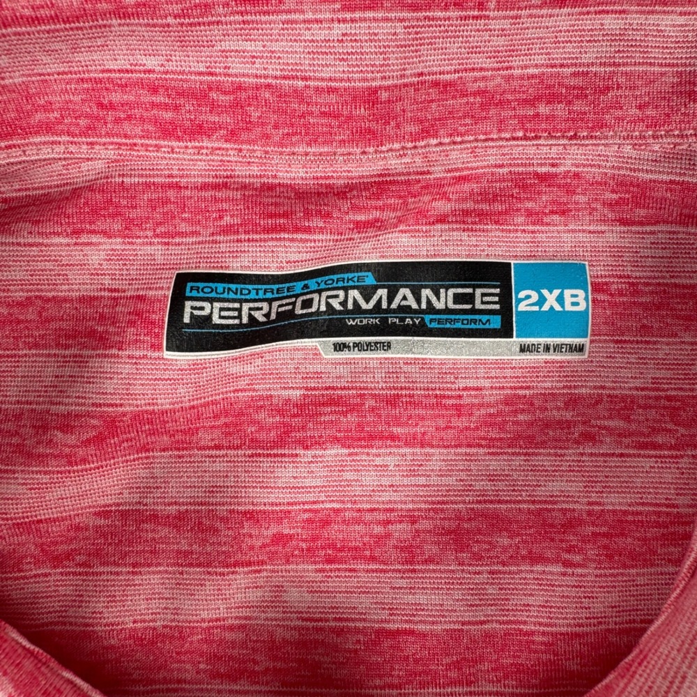 Roundtree & Yorke Polo Shirt Mens 2XB Pink Striped Performance Short Sleeve Golf - Picture 4 of 11